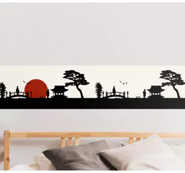Adesivo murali silhouette cultura giapponese - TenStickers