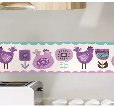Greca adesiva personaggi piumati giocosi - TenStickers