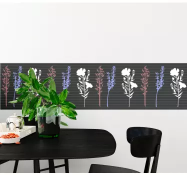 Greca adesiva rappresentazione floreale disegnata - TenStickers