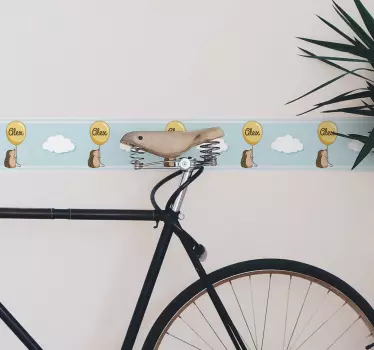 Greca adesiva simpatici palloncini a forma di riccio - TenStickers