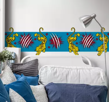 Greca adesiva tema delle tigri giocose - TenStickers
