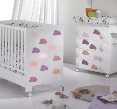 Kit stickers nuvole tono rosa - TenStickers