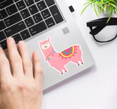 Adesivo per laptop lama rosa - TenStickers