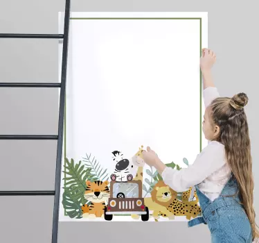 Lavagna adesiva bianca avventura safari animali - TenStickers