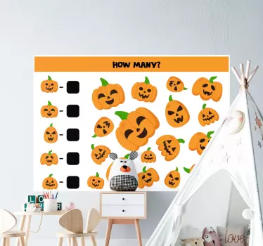 Lavagna adesiva bianca gioco di conteggio delle zucche - TenStickers