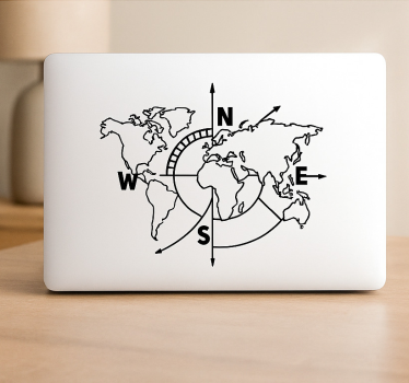 Adesivo murale rugby bussola della mappa del mondo - TenStickers