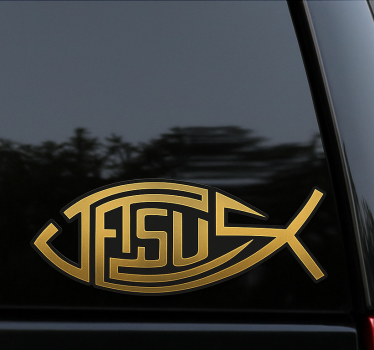 Adesivo per auto pesce gesù compatto - TenStickers