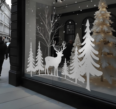 Vetrofania Natale scena invernale - TenStickers