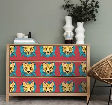 Carta adesiva per mobili vivaci volti di leopardo - TenStickers