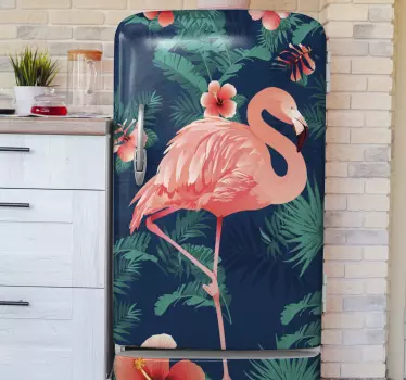 Pellicola frigo grande fenicottero - TenStickers
