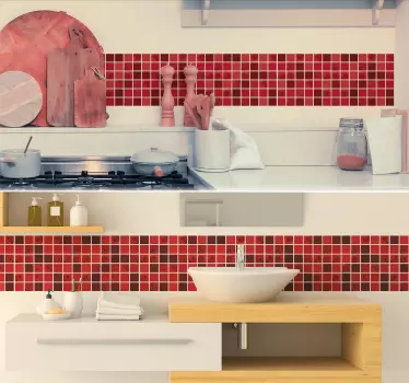 Greca adesiva mosaico di papaveri - TenStickers