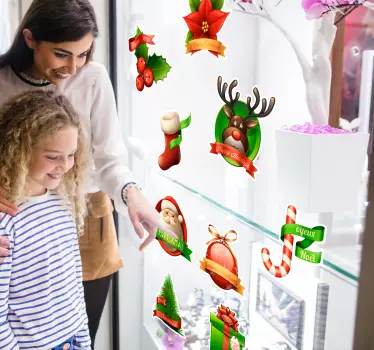 Vetrofania Natale set stickers - TenStickers