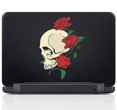 Skin adesiva teschio con rose portatile - TenStickers