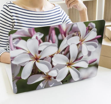 Adesivo per pc fiori rosa e bianco - TenStickers