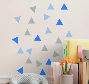Adesivo geometrico triangoli blu e grigi - TenStickers