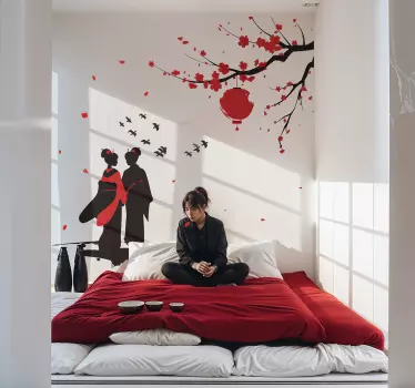 Adesivo murale camera da letto geishe giapponesi - TenStickers