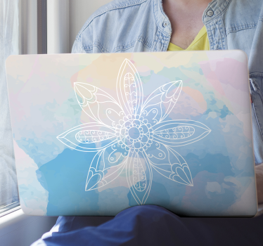 Adesivo per pc floreale  con mandala - TenStickers