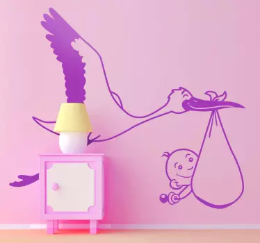 Adesivo muro bambini cicogna - TenStickers