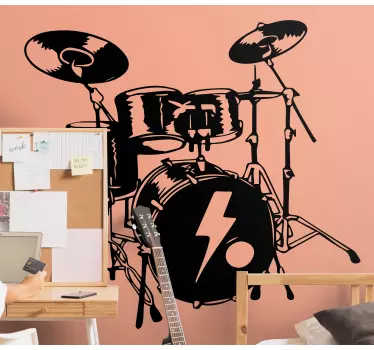 Adesivo muro Batteria su uno sfondo bianco - TenStickers