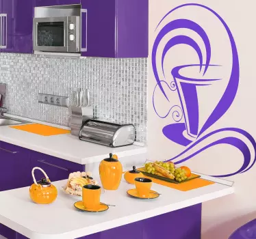 Adesivo muro caffè fumante - TenStickers
