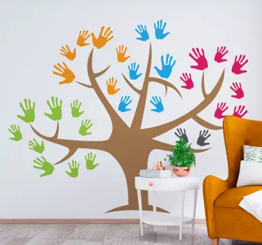 Sticker albero Impronte di mani dell'albero della vita - TenStickers