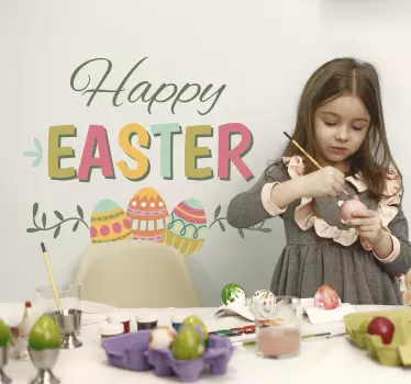 Sticker colorato Happy Easter - TenStickers