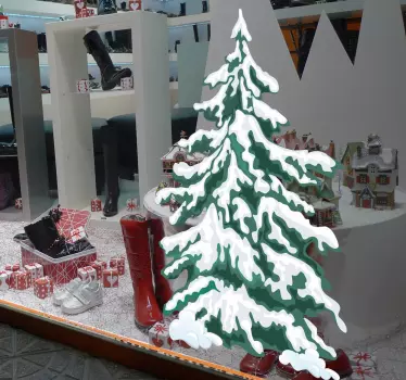 Vetrofania Natale abete innevato - TenStickers