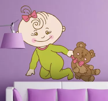Sticker decorativo bebè con peluche - TenStickers