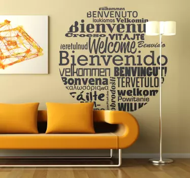 Adesivo murale soggiorno benvenuto lingue - TenStickers
