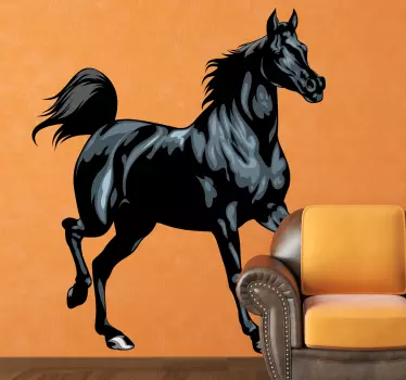 Sticker murale soggiorno cavallo nero - TenStickers