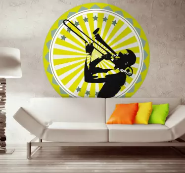 Sticker decorativo circolare musicista tromba - TenStickers