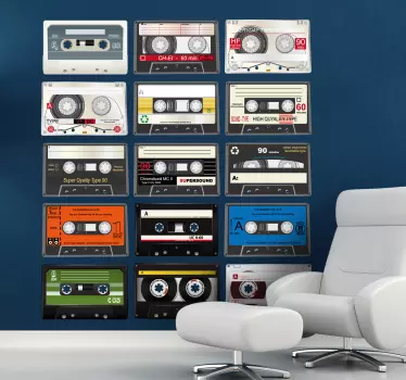 Sticker decorativo collezione cassette - TenStickers
