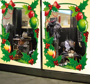 Vetrofania Natale cornice natalizia - TenStickers