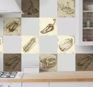 Sticker decorativo cornice vintage alimenti - TenStickers