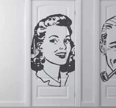 Adesivo bagno per porta donna anni 40 - TenStickers