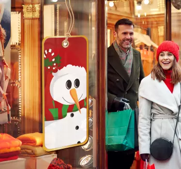 Vetrofania Natale etichetta pupazzo di neve - TenStickers