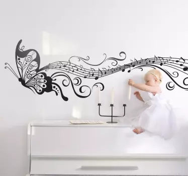 Adesivo murale soggiorno farfalla musicale - TenStickers