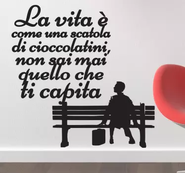 Adesivo murale soggiorno frase Forrest Gump - TenStickers