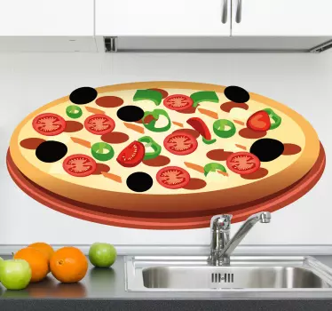 Adesivo per cucina illustrazione pizza - TenStickers