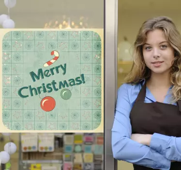 Vetrofania Natale insegna Merry Christmas - TenStickers