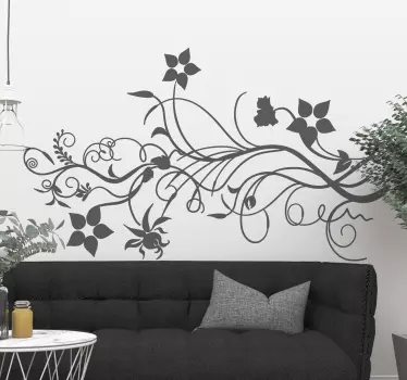 Adesivo murale soggiorno natura floreale - TenStickers