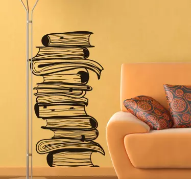 Adesivo murali soggiorno pila di libri - TenStickers