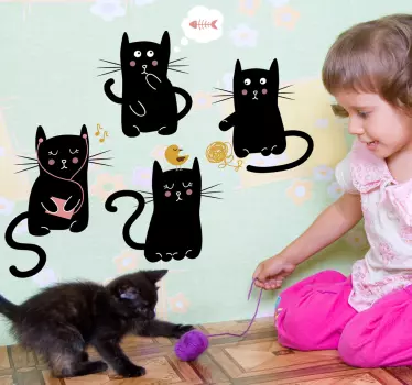 Sticker decorativo quattro gatti - TenStickers