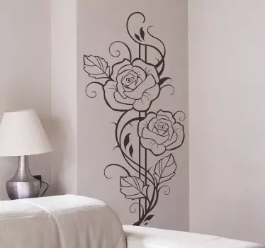 Adesivo murale soggiorno rose rampicanti - TenStickers
