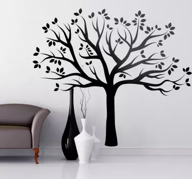 Adesivo murali soggiorno silhouette albero autunno - TenStickers
