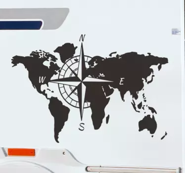 Adesivo per camper mappamondo e bussola - TenStickers