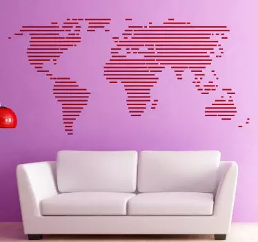 Sticker mappa mondo linee - TenStickers
