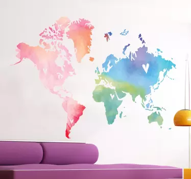 Sticker mappamondo acquarello - TenStickers