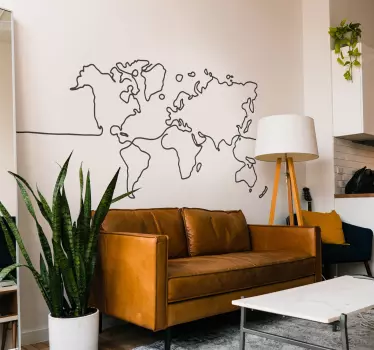 Adesivo murale mappamondo il mondo delle arti della linea - TenStickers