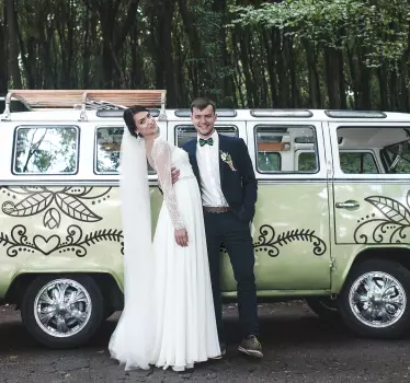Adesivo per auto matrimonio per auto con fiori - TenStickers